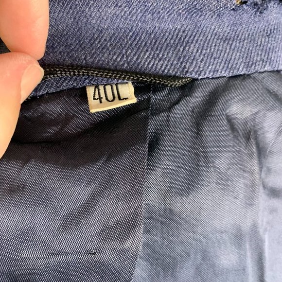 Vintage 50s US Air Force Wool Coat 40L Serge Blue Lined Buttons Pockets Patches - Picture 15 of 16